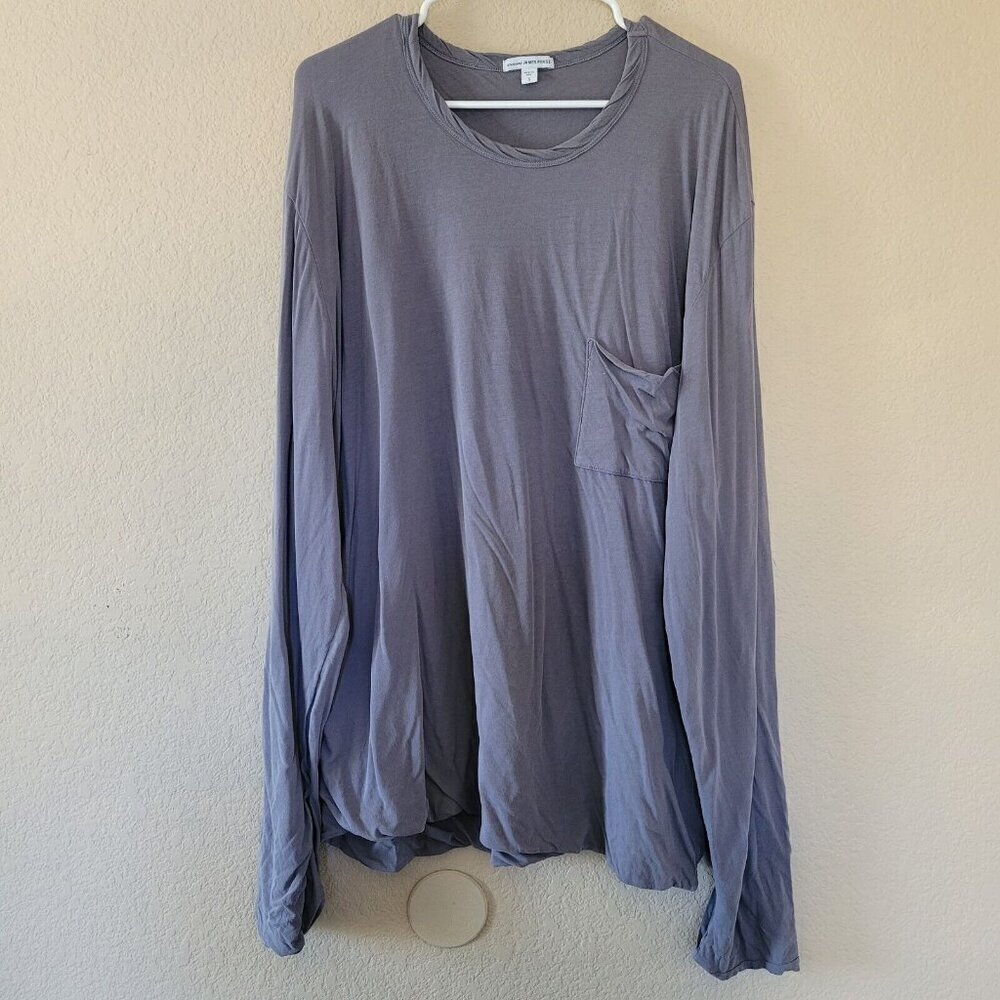 Standard James Perse Women High Gauge Jersey Top Sz 5 Xxl Long Sleeve Pocket Tee